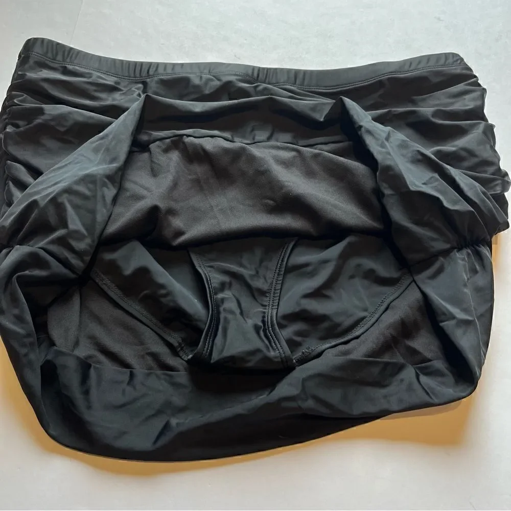 Meet Curve Women's Black Swim Skirt with Ruched Sides Size 4XL